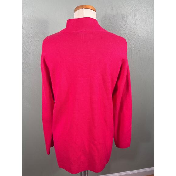 Talbots Petite Women's Size Medium Pink Knit Notch Collar Heavy Cardigan Jacket - Picture 2 of 10